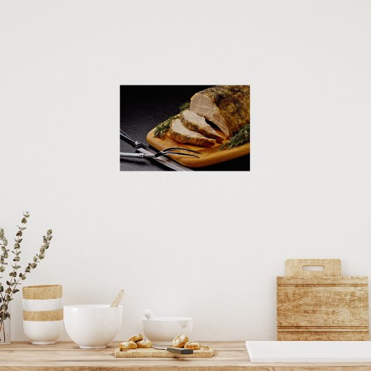 おいしいスライスしたポークロースト ポスター (キッチン)