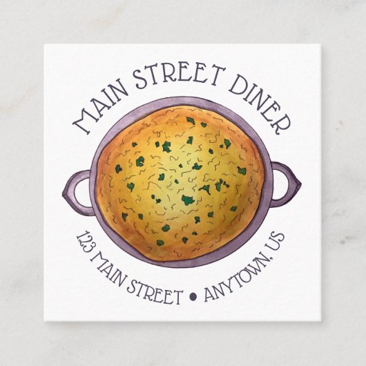 おいしいダールベジタリアンインディアンレッドランティルダル スクエア名刺 (正面)