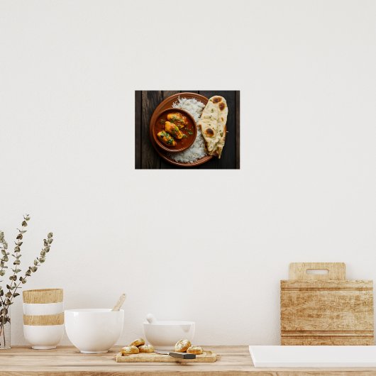 おいしいチキンチッカマサラカレーとライス ポスター (キッチン)