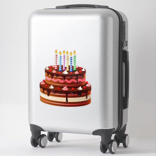 おいしいチョコレートお誕生日ケーキとキャンドル シール (スーツケース)