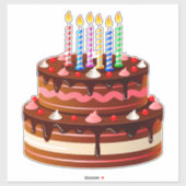 おいしいチョコレートお誕生日ケーキとキャンドル シール (シート)