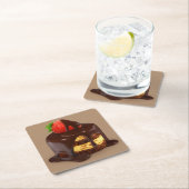 おいしいチョコレートアイスクリームケーキ スクエアペーパーコースター (インサイチュ)