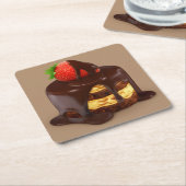 おいしいチョコレートアイスクリームケーキ スクエアペーパーコースター (アングル)