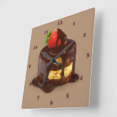 おいしいチョコレートアイスクリームケーキ スクエア壁時計 (傾斜)