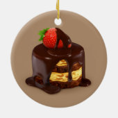 おいしいチョコレートアイスクリームケーキ セラミックオーナメント (裏面)