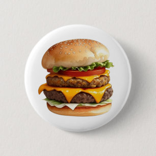 おいしいチーズバーガーの水色スケッチ 缶バッジ