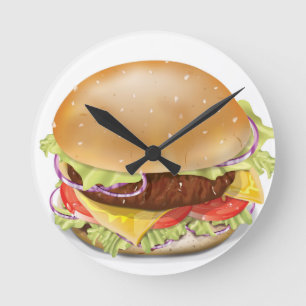 おいしいチーズバーガー ラウンド壁時計