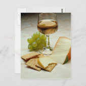 おいしいチーズ、クラッカー、ワイングラス ポストカード (正面/裏面)