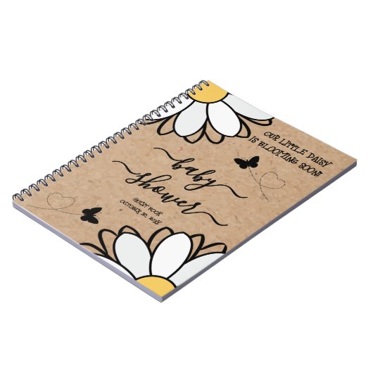 おいしいデイジーミニマリストクラフトベビーシャワー ノートブック (左側)