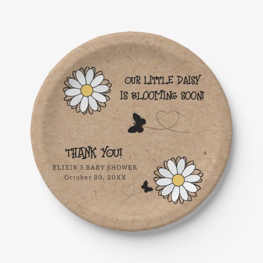 おいしいデイジーミニマリストクラフトベビーシャワー ペーパープレート (正面)