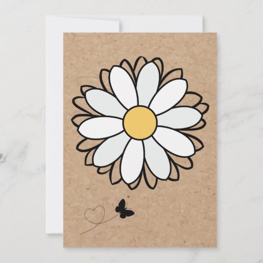 おいしいデイジーミニマリストクラフトベビーシャワー 招待状 (裏面)