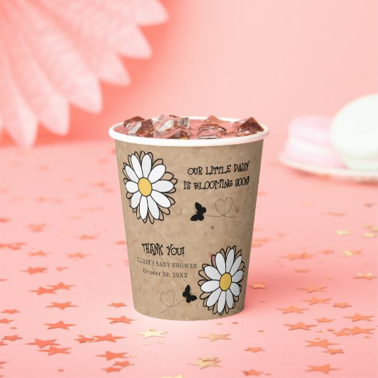 おいしいデイジーミニマリストクラフトベビーシャワー 紙コップ (インサイチュ)