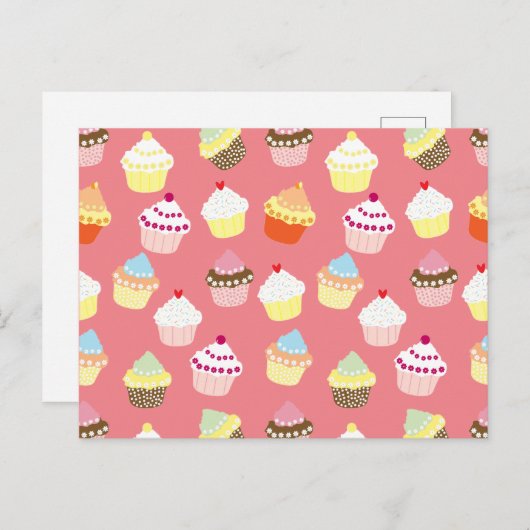 おいしいデコレーションのバースデーカップケーキ ポストカード (正面/裏面)