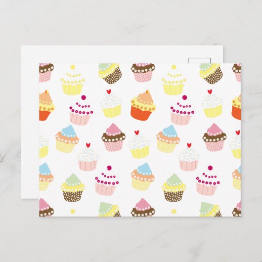 おいしいデコレーションのバースデーカップケーキ ポストカード (正面/裏面)