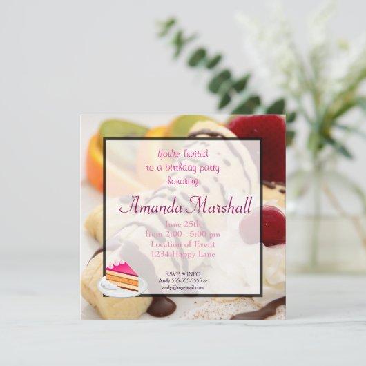 おいしいデザート誕生日パーティー 招待状 (スタンド正面)