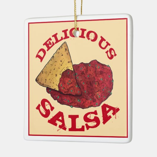 おいしいトマトサルサトルティーヤチップスイラストレーション セラミックオーナメント (左)