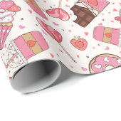 おいしいトリートレトロバレンタインデーラッピング紙 ラッピングペーパー (ロールコーナー)