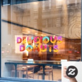おいしいドーナツ漫画の釉薬の振り掛け ウィンドウサイン (カフェ窓)