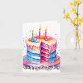 おいしいハッピーバースデーパーティーケーキ カード (黄色い花)