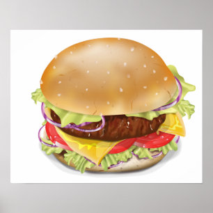 おいしいハンバーガーかチーズバーガー。 ポスター