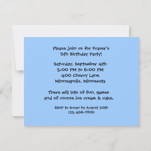 おいしいバナナスプリットの誕生日のパーティの招待状 招待状 (裏面)