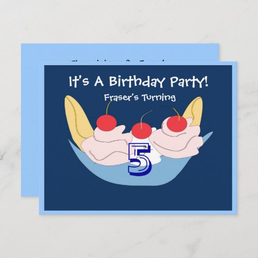 おいしいバナナスプリットの誕生日のパーティの招待状 招待状 (正面/裏面)