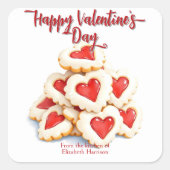 おいしいバレンタインデーのハート型クッキー スクエアシール (正面)