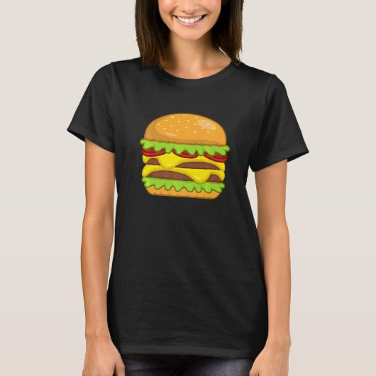 おいしいバーガーチーズバーガー食べ物グラップ Tシャツ (正面)