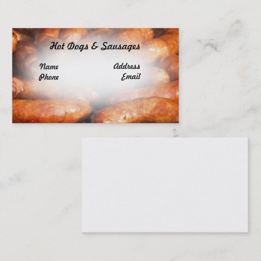 おいしいバーベキューで料理されたソーセージおよびホットドッグ 名刺 (正面/裏面)