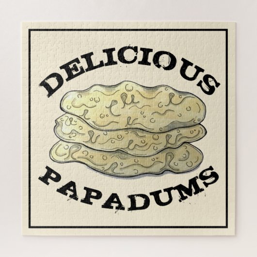 おいしいパパドムインディアン持ち帰りフードフラットパン ジグソーパズル (縦)