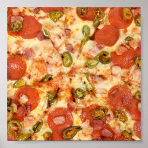 おいしいピザ全体ペペローニjalapeno写真 ポスター
