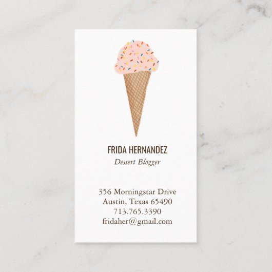 おいしいピンクのアイスクリームコーン 名刺 (裏面)