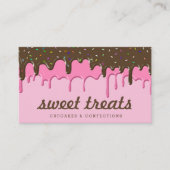 おいしいピンクのカップケーキアイスクリームドリップ 名刺 (正面)