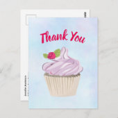 おいしいピンクのカップケーキベリーの上にありがとう ポストカード (正面/裏面)