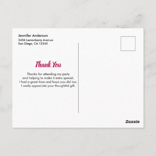 おいしいピンクのカップケーキベリーの上にありがとう ポストカード (裏面)