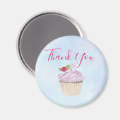 おいしいピンクのカップケーキベリーの上にありがとう マグネット (正面/裏面)