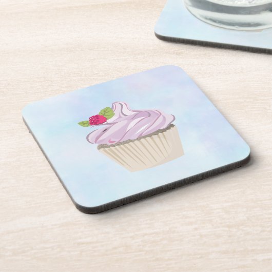 おいしいピンクのカップケーキベリーの上 コースター (左側)