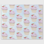 おいしいピンクのカップケーキベリーの上 ラッピングペーパー (フラット)