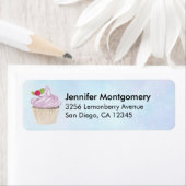 おいしいピンクのカップケーキベリーの上 ラベル (インサイチュ)