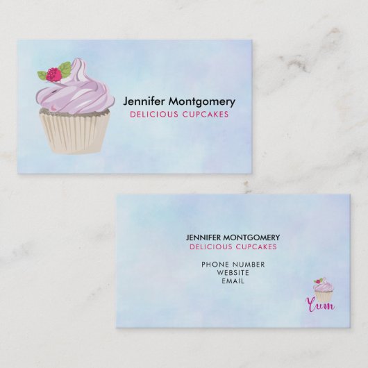おいしいピンクのカップケーキベリーの上 名刺 (正面/裏面)