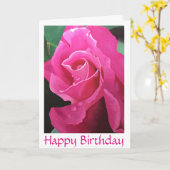 おいしいピンクのハッピーバースデーの挨拶状 カード (黄色い花)