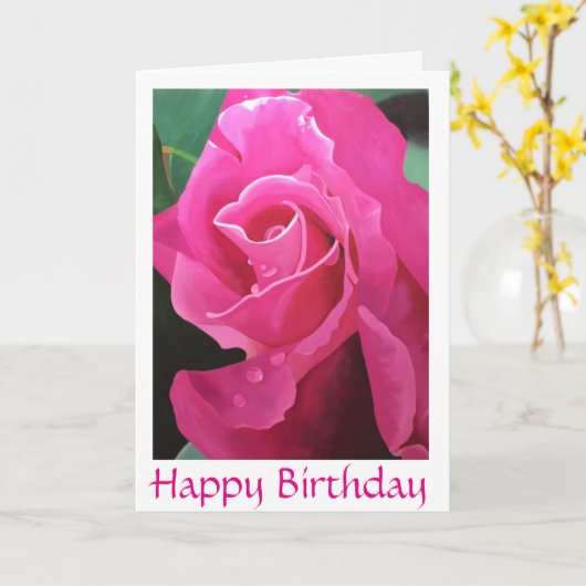 おいしいピンクのハッピーバースデーの挨拶状 カード (黄色い花)