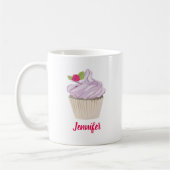 おいしいピンクカップケーキベリーオントップカスタム コーヒーマグカップ (左)