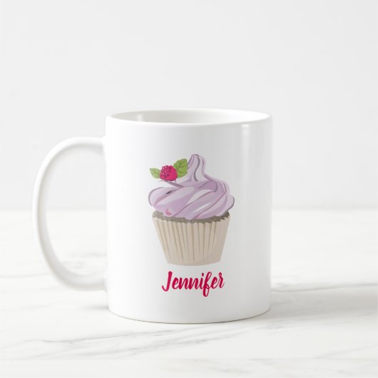 おいしいピンクカップケーキベリーオントップカスタム コーヒーマグカップ (左)
