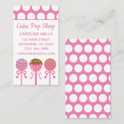 おいしいピンクケーキポップビジネスカード 名刺 (正面/裏面)