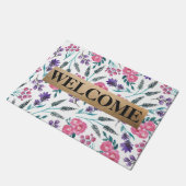 おいしいピンク紫のセージ花水色モノグラム ドアマット (アングル)