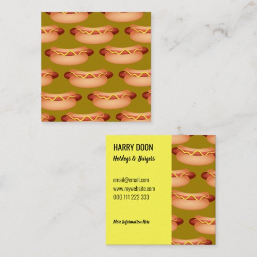 おいしいファストフードホットドッグテンプレート  スクエア名刺 (正面/裏面)
