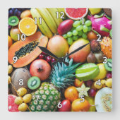 おいしいフルーツ盛り合わせ スクエア壁時計 (正面)