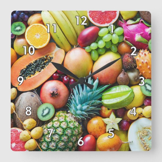 おいしいフルーツ盛り合わせ スクエア壁時計 (正面)