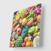 おいしいフルーツ盛り合わせ スクエア壁時計 (傾斜)